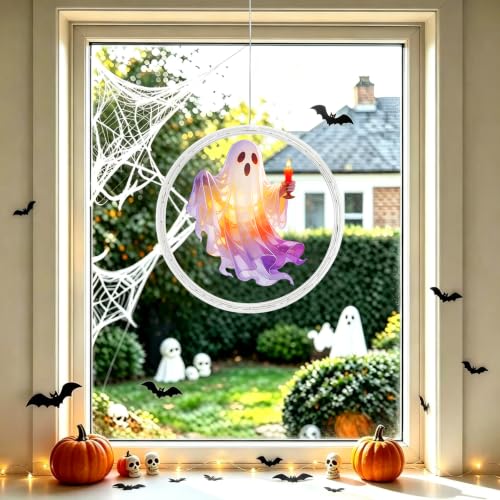 9.42 Inch Rechargeable Halloween Window Lights with Timer - 3 Pack Indoor Decor