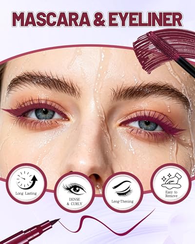 Black Waterproof 5D Tubing Mascara & Eyeliner Set - Long Lasting Eye Makeup