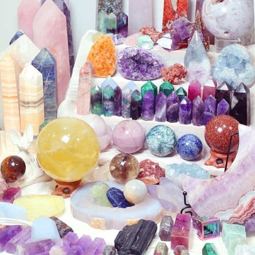 6lb Natural Crystal Box - Polished Spheres, Towers & Heart Shapes for Home Decor & Gifts