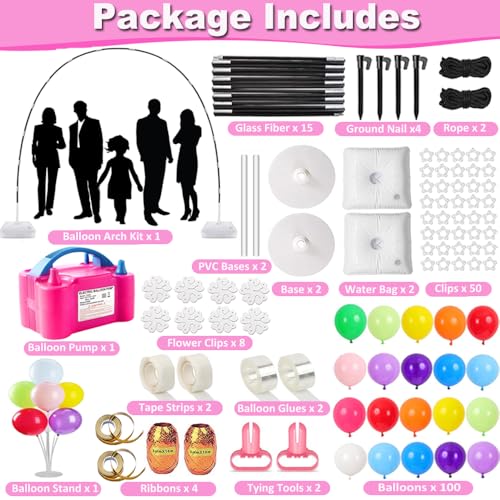 Balloon Arch Kit with Electric Pump, 9Ft Tall & 10Ft Wide Party Decoration Set