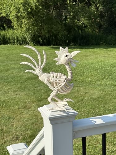 12-Inch Skeleton Rooster Halloween Decoration - Spooky Farmyard Skeleton