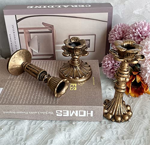 Bronze French Nostalgic Floral Resin Candle Holder Antique Decor - Variation E