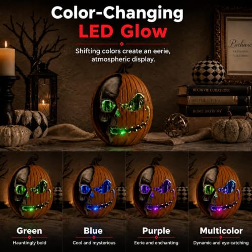 Halloween LED Jack O'Lantern Pumpkin Skull Light Decor for Home & Garden