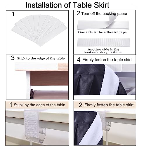 Black 11ft Pleated Ruffle Table Skirt for Teacher Desk Baby Shower Halloween — Variation: Black / L 11ft x H 30in