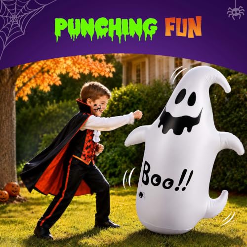 2PCS Inflatable Halloween Yard Decorations - Pumpkin & Ghost, Waterproof Outdoor Blow-Ups