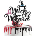 Black Glitter Witch or Wizard Cake Topper - Halloween & Gender Reveal Decor