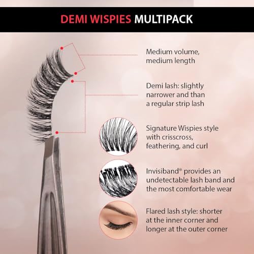 Multipack Fake Mink Eyelashes - Natural Look Demi Wispies 6 Pairs - Flared & Reusable