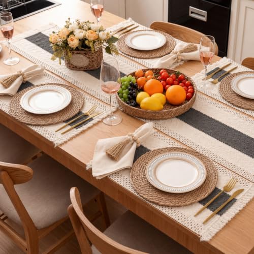 Gray 12x72 Inch Kitchen Decor Set with Woven Placemat and Table Runner - Variation of THIS listing