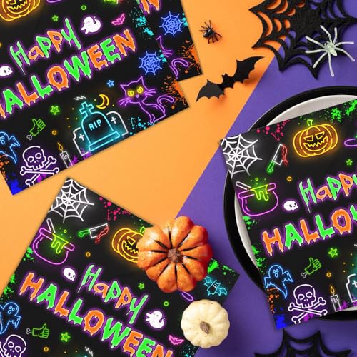 Halloween Paper Napkins 48 Pack - Ghost & Spooky Design for Parties & Events