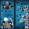 Halloween Window Clings Decorations Skeleton & Bat Stickers - White, 4 Sheets