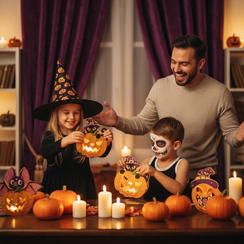 Halloween Pumpkin Paper Lanterns Set - Collapsible Outdoor & Indoor Decorations