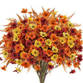 Fall Artificial Flower Set - 24 Faux Autumn Plants for Outdoor & Indoor Decor