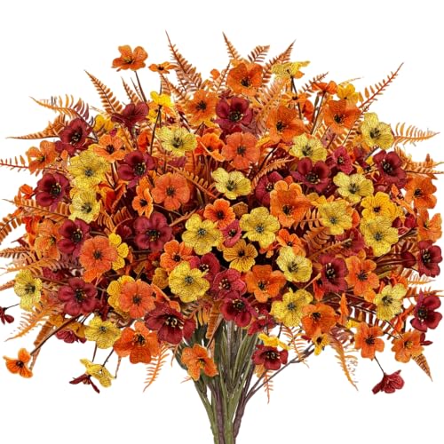 Fall Artificial Flower Set - 24 Faux Autumn Plants for Outdoor & Indoor Decor