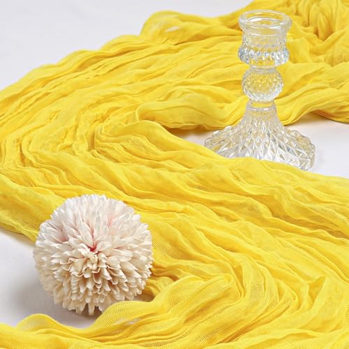Lemon Yellow Cheesecloth Table Runner 12 Pack - 23x120 Inches, Boho Decor