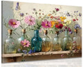 Colorful Farmhouse Floral Canvas Wall Art - 16x24 Inches Framed