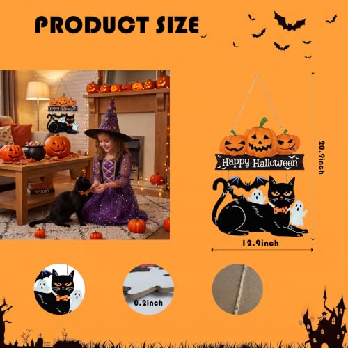 Halloween Ghost Wood Door Sign - Spooky Wreath Wall Decor - Sivgrrme