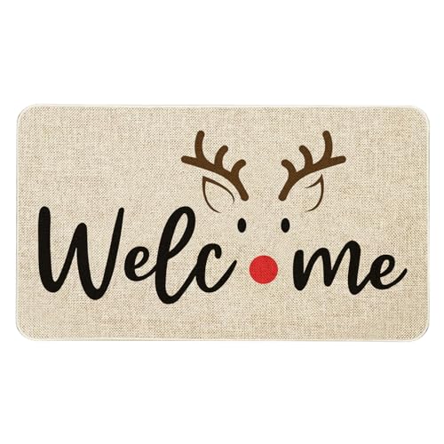 Merry Christmas Welcome Door Mat - Winter Xmas Decor 30x17 Inch - Variation of Christmas Doormats-01