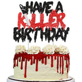 Halloween Blood Knife Cake Topper & Cupcake Picks Set - Spooky Horror Party Decorations
