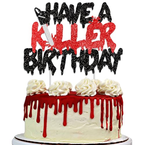 Halloween Blood Knife Cake Topper & Cupcake Picks Set - Spooky Horror Party Decorations