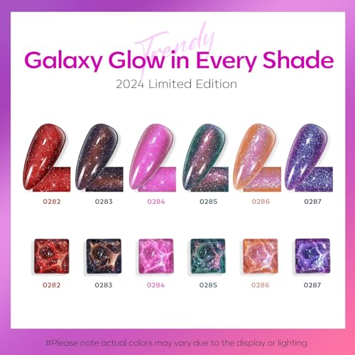 Fall Nail Polish Set - 6 Color Glitter & Shimmer Collection - Night Variation