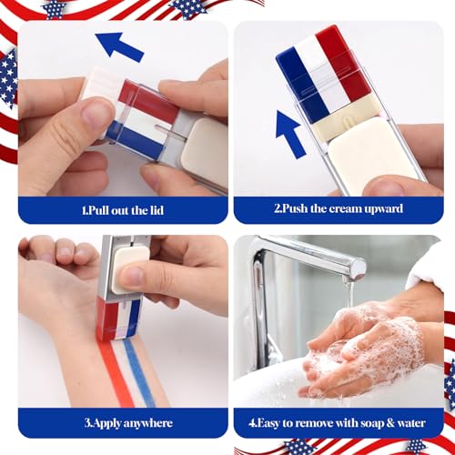 Red White Blue Face Paint Stick - USA Patriotic 4th of July & Soccer Fan