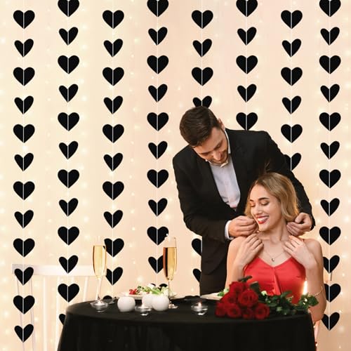 Black Heart Hanging Garland Gothic Party Decorations - 12 Pcs