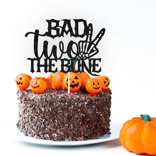 Skull Cake Topper for 2nd Birthday Halloween Party Decorations - Spooky Cake Decor