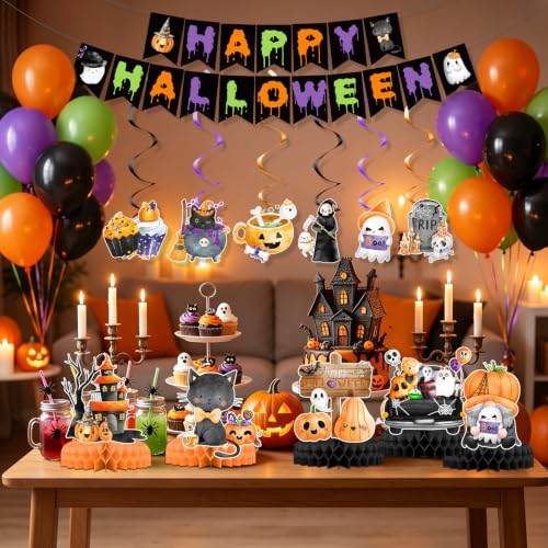 Black Halloween Decorations Outdoor Indoor Party Supplies Boo Banner Balloons