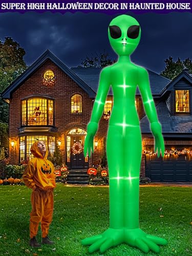 14 Ft Giant Halloween Inflatable Alien Decoration with LED Lights for Yard and Garden