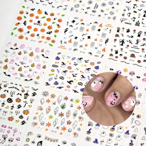 Halloween Nail Stickers Set - Style 14, 30 Sheets for Kids & Adults