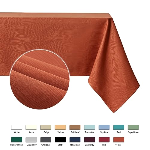 Maxmill Jacquard Water-Resistant Tablecloth 140x60 Inch Rust Swirl Design