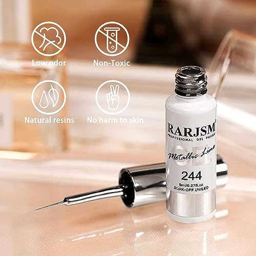 Metallic Silver Nail Art Gel Liner with Thin Brush - Mirror Chrome Effect 8ml