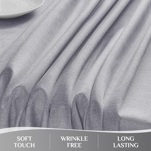 Light Grey Extra Long Rectangular Faux Linen Tablecloth 60x144 Inch Waterproof & Wrinkle-Resistant for Outdoor & Indoor Use