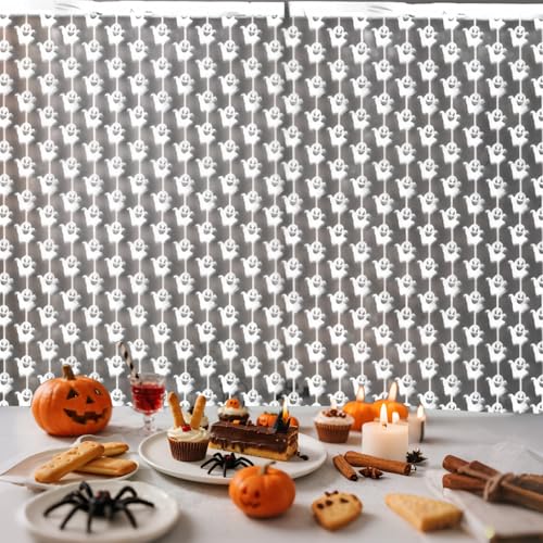 Halloween Ghost Foil Fringe Curtain Photo Backdrop 2pcs - Colorful Ghost Variation