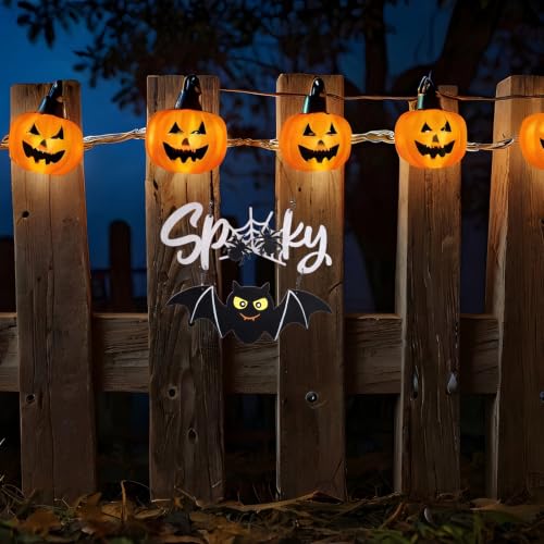 Halloween Door Sign Wooden Spooky Wall Decor - Black Bat & Spiderweb