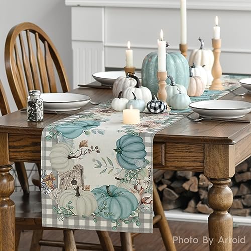 Artoid Mode 13x72 Inch Blue Fall Polyester Table Runner for Home & Party Decor