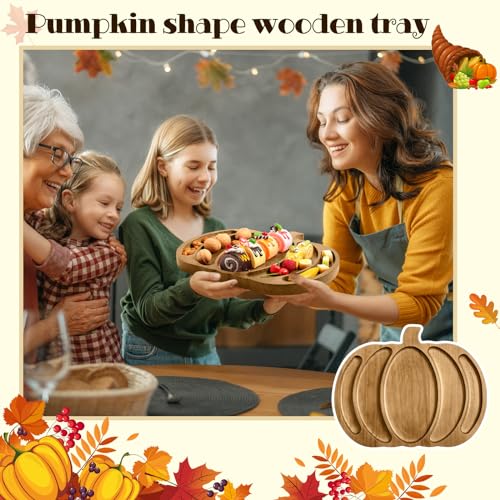 Walnut Pumpkin Charcuterie Board Wooden Fall Serving Platter Tray for Snacks and Cheese