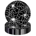 Umigy 100PCS 7-Inch Halloween Spider Web Paper Plates - Black, Disposable Party Tableware