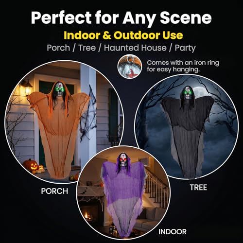 Giant Hanging Skeleton Ghost Decorations - 3 Pack Outdoor Halloween Yard & Porch Decor