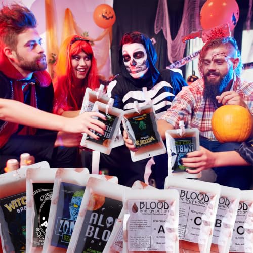 Halloween Blood Bags for Drinks 32PCS Reusable Party Pouches with Funnels