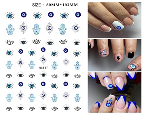 Evil Eye Nail Stickers - 8 Sheets Self-Adhesive 3D Witchy Nail Decals