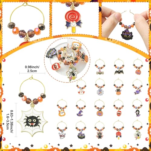 Halloween Festival Theme Wine Glass Charms - 18 Pcs Ring Set for Tasting Party Decor