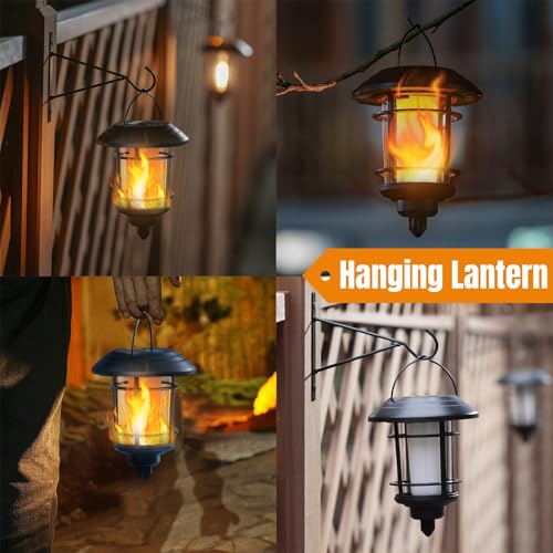 Solar Flame Torch Lights Outdoor - Warm White Flickering Garden Lanterns, Waterproof, Hanging & Stake Options