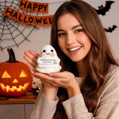 Halloween Crochet Animal Decorations Set - Pumpkin Ghost Bat, 3 Pieces