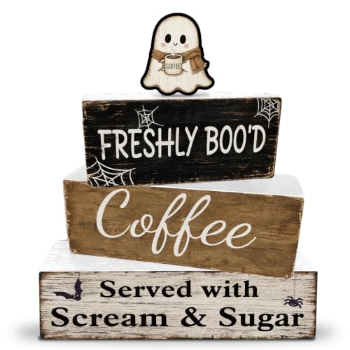 Halloween Wooden Table Decor - Ghost Coffee Sign - Boo Variation