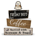 Halloween Wooden Table Decor - Ghost Coffee Sign - Boo Variation