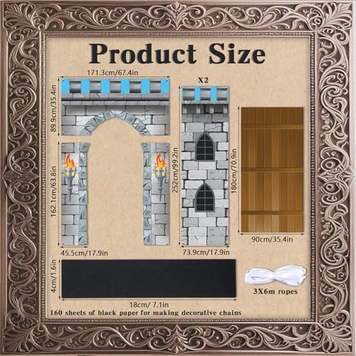 Medieval Castle Door Banner Backdrop Set for Medieval-Themed Parties