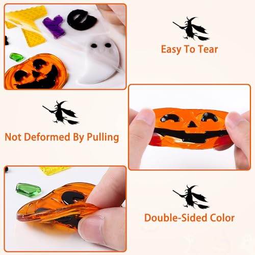 Halloween Gel Window Clings - 6 Sheets, Reusable Spooky Decals for Glass