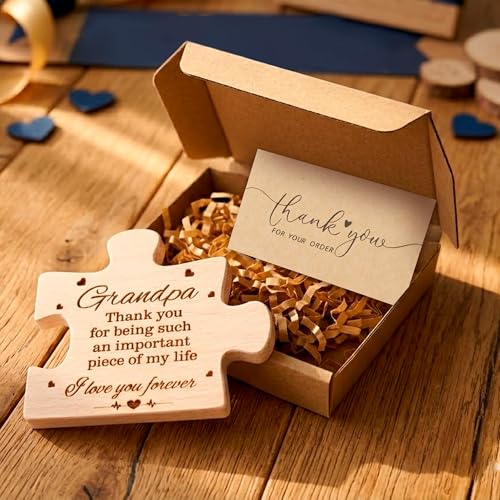 Grandpa Puzzle Piece Sign - Wooden Keepsake Decor for Fathers Day or Birthdays