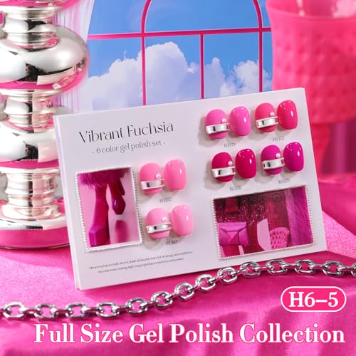 Gel Nail Polish Set 6 Pcs Non-Toxic UV/LED Curing Nail Art Kit for Manicure and DIY